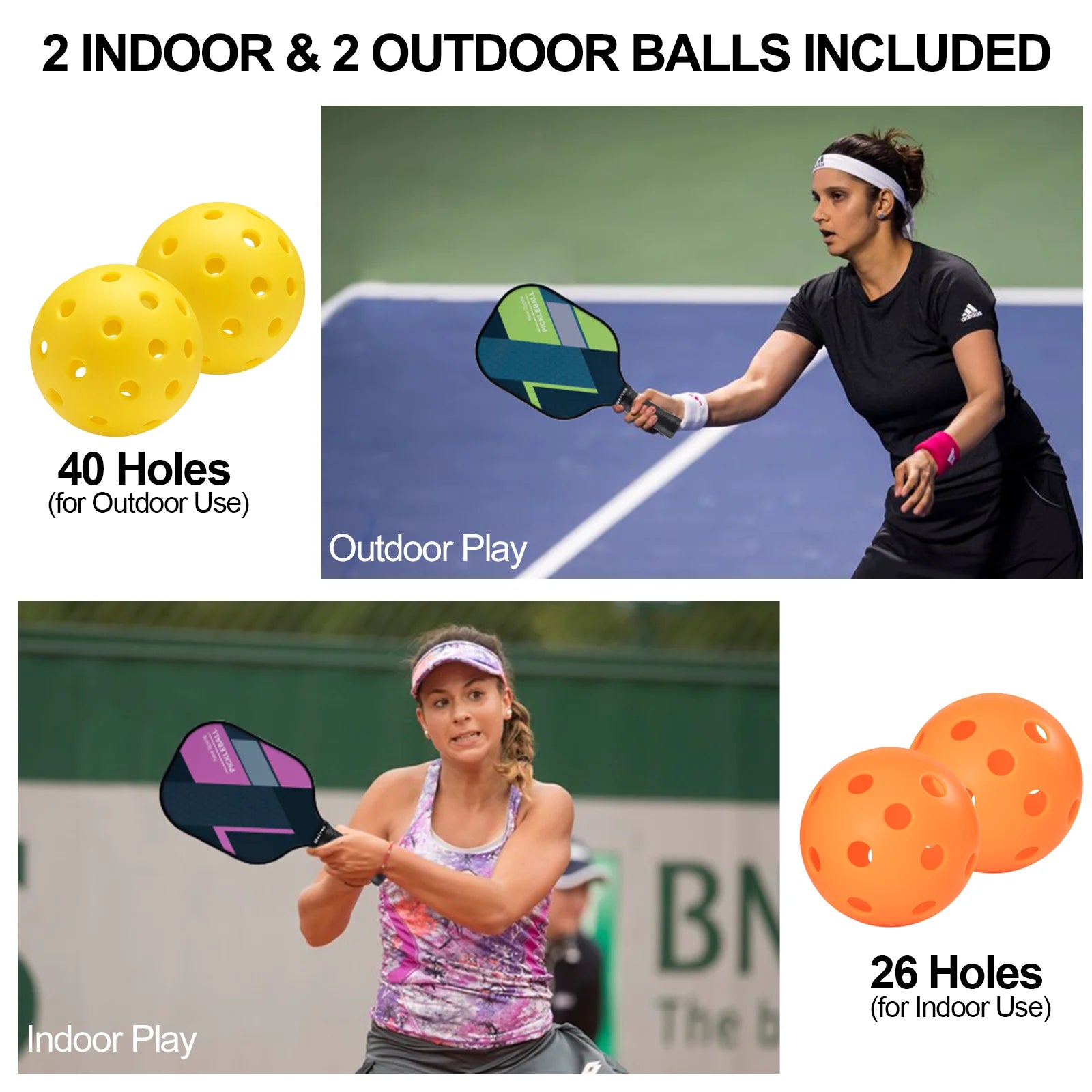 Ultimate 4-Pack Fiberglass Pickleball Set - Complete with Paddles, Balls & Convenient Carry Bag for Endless Indoor/Outdoor Fun!