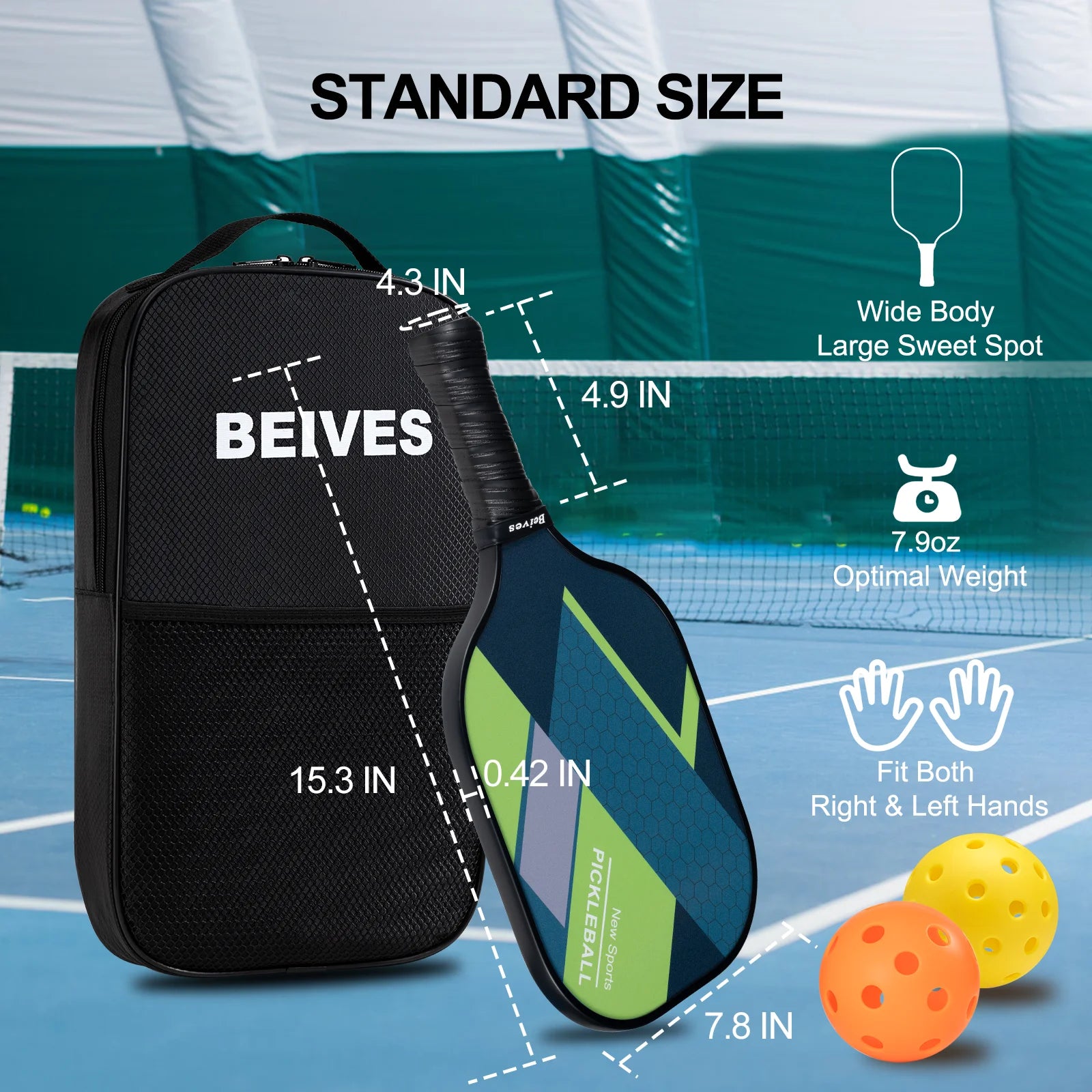 Ultimate 4-Pack Fiberglass Pickleball Set - Complete with Paddles, Balls & Convenient Carry Bag for Endless Indoor/Outdoor Fun!
